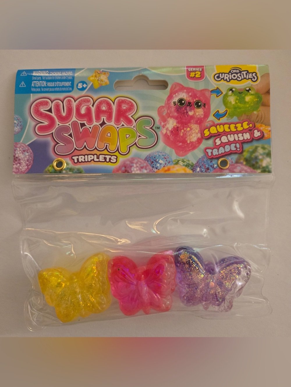 Sugar Swaps Triplets Butterfly Squeeze Toy Set - Yellow, Pink, Purple